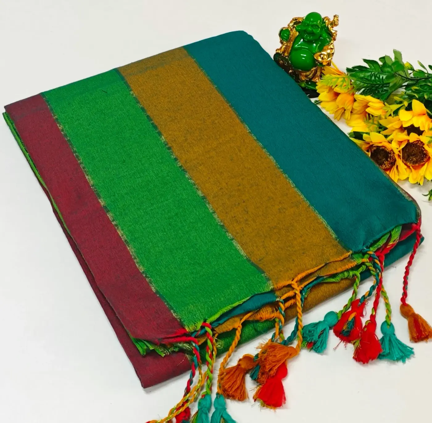 Gorgeous Rainbow Khadi Cotton Saree
